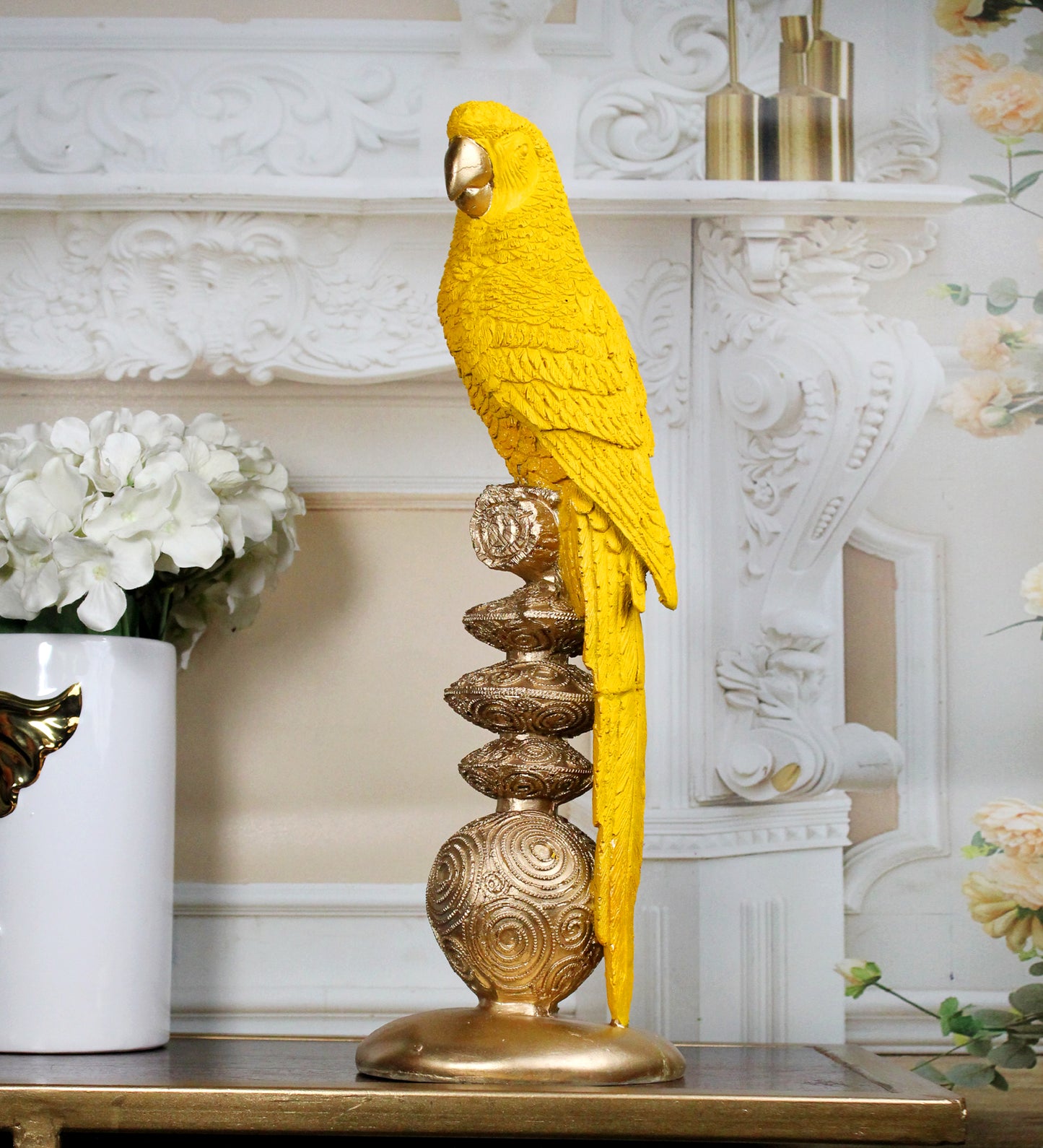 Colorful parrot showpiece is a vibrant and eye-catching decorative piece