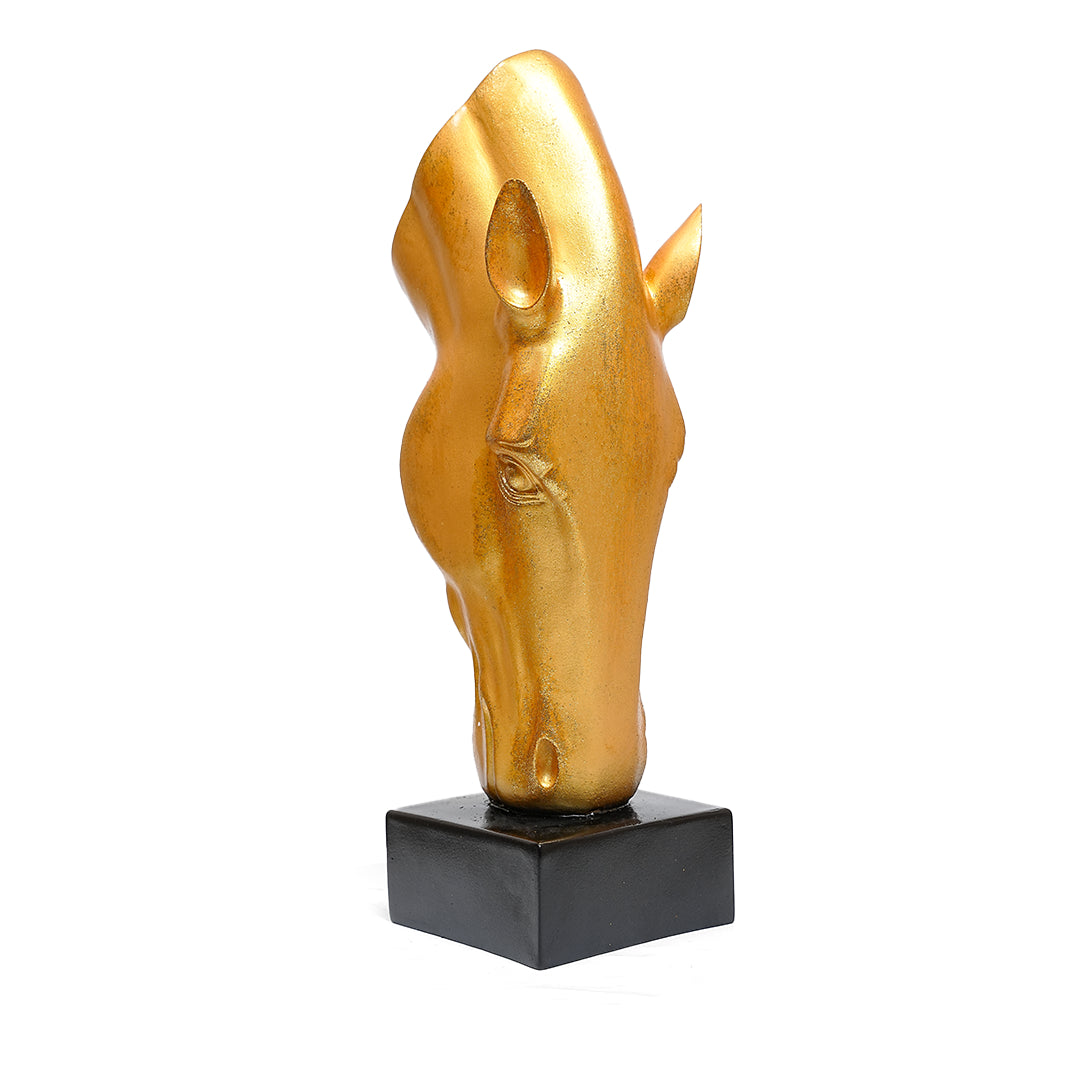 Gold Horse Head Figurine – Modern Decor Showpiece