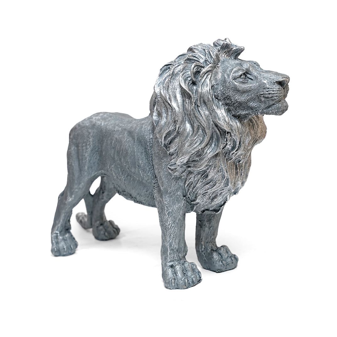 Regal Silver Lion Home Decor Showpiece