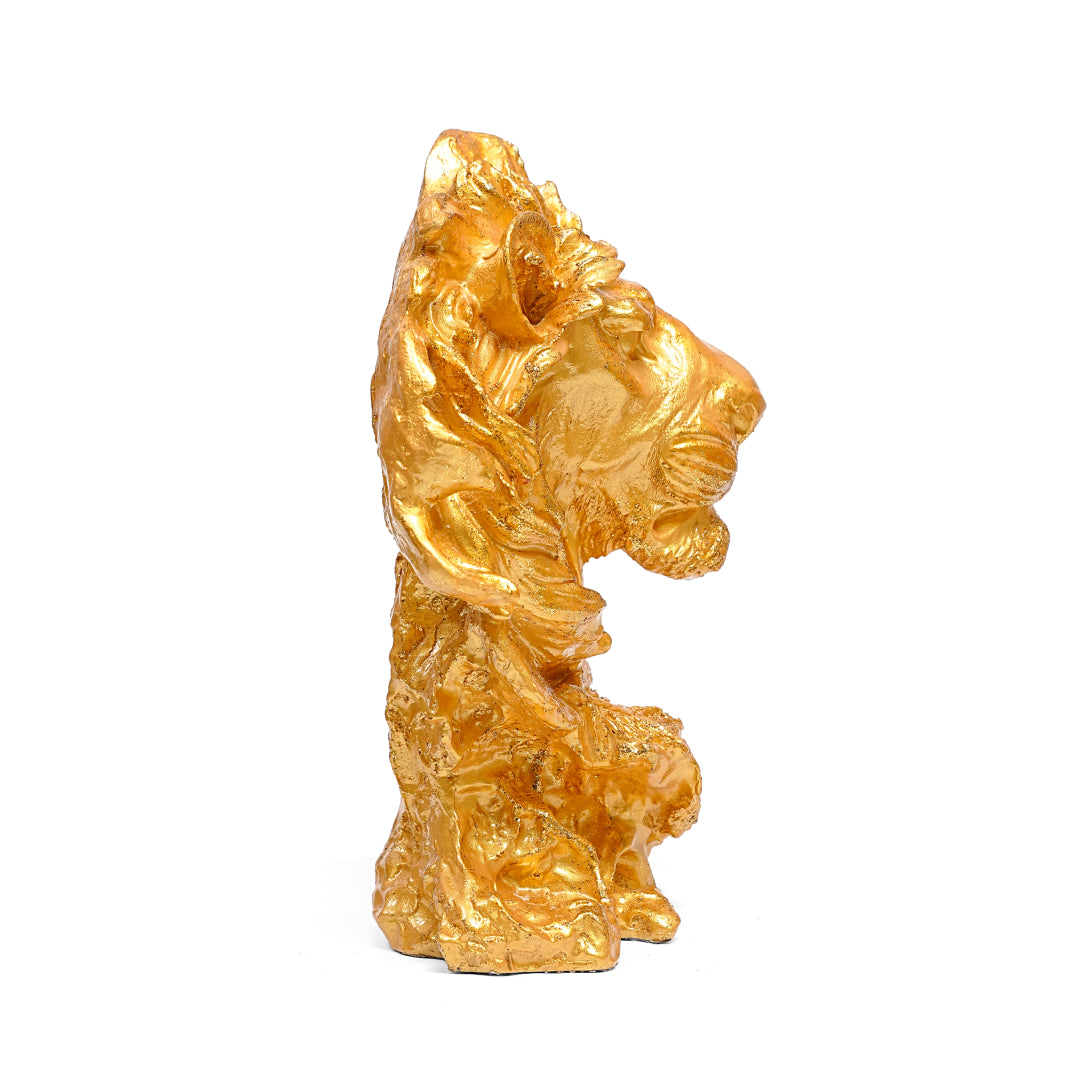 Majestic Golden Lion Head Statue-Elegant Home Decor Piece