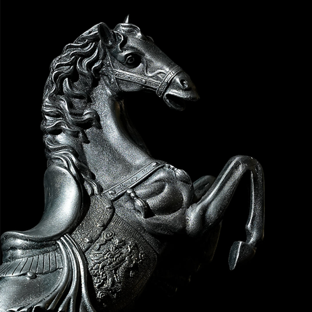Antique Finish Silver Horse Statue