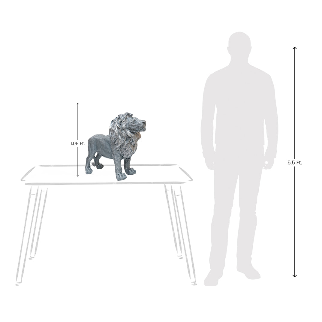 Regal Silver Lion Home Decor Showpiece