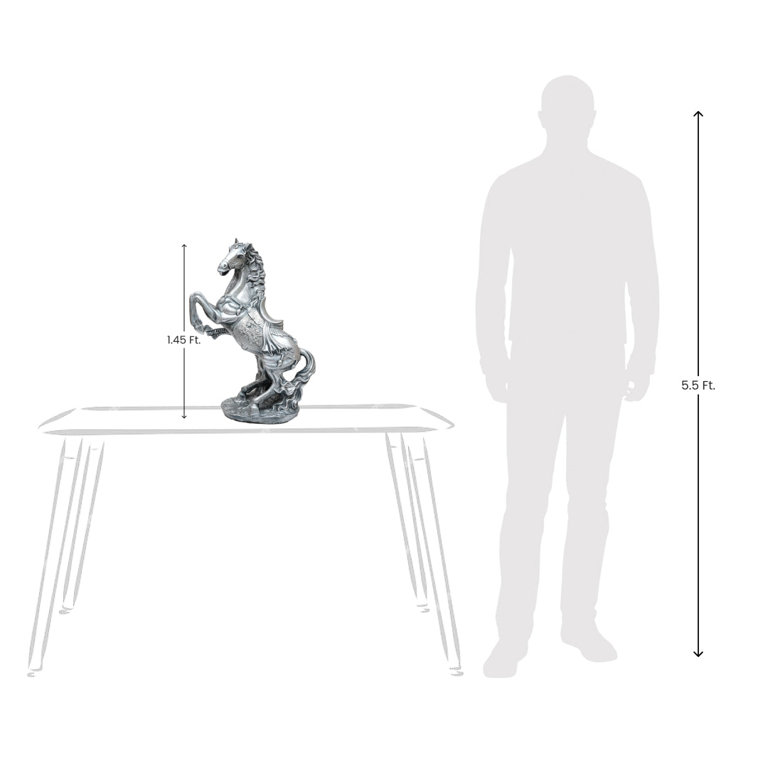 Antique Finish Silver Horse Statue