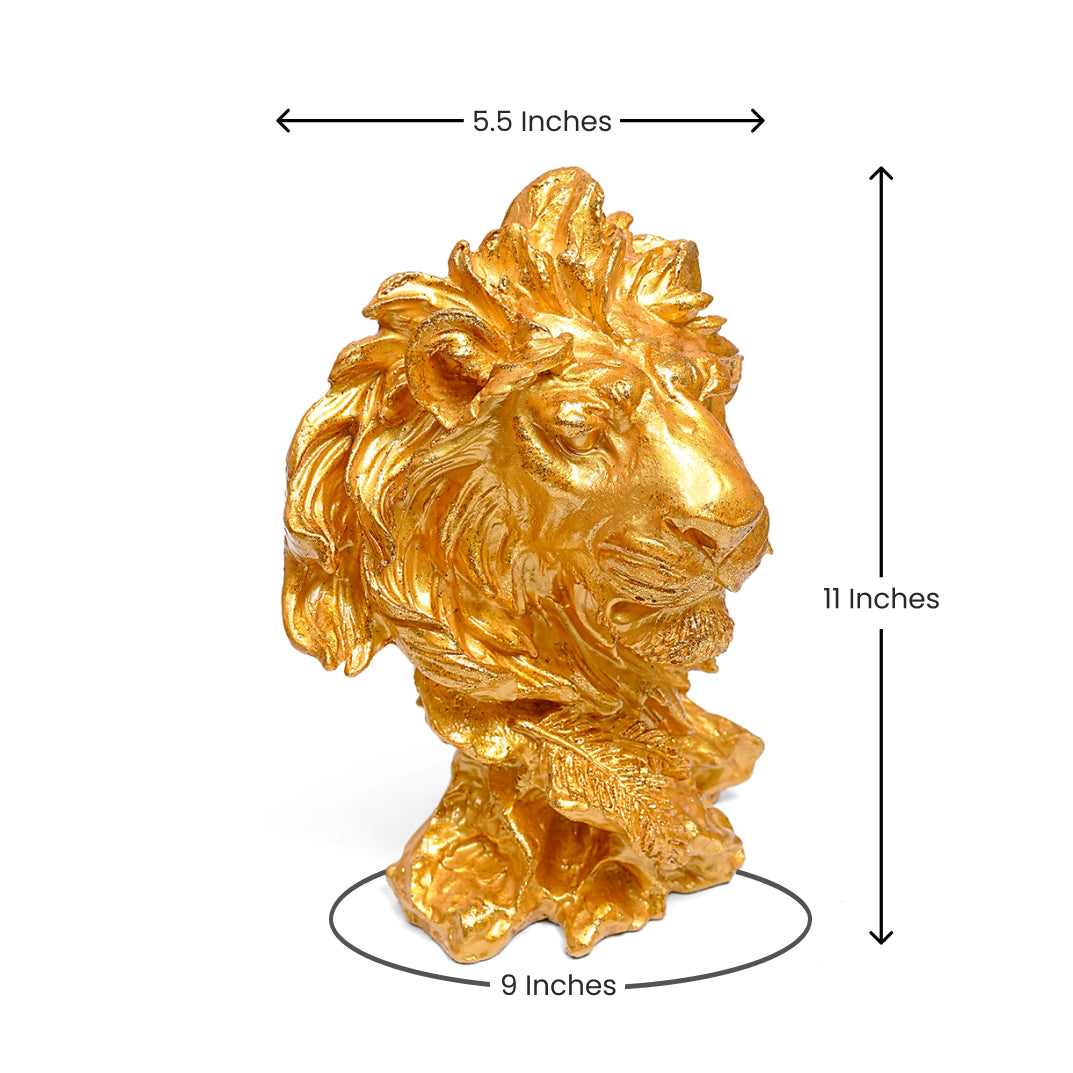 Majestic Golden Lion Head Statue-Elegant Home Decor Piece