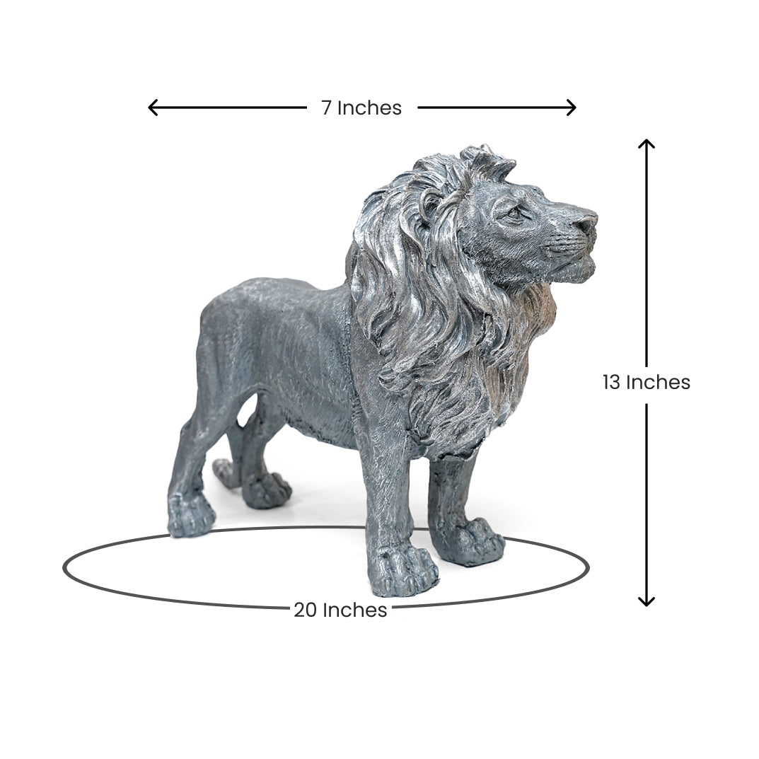 Regal Silver Lion Home Decor Showpiece