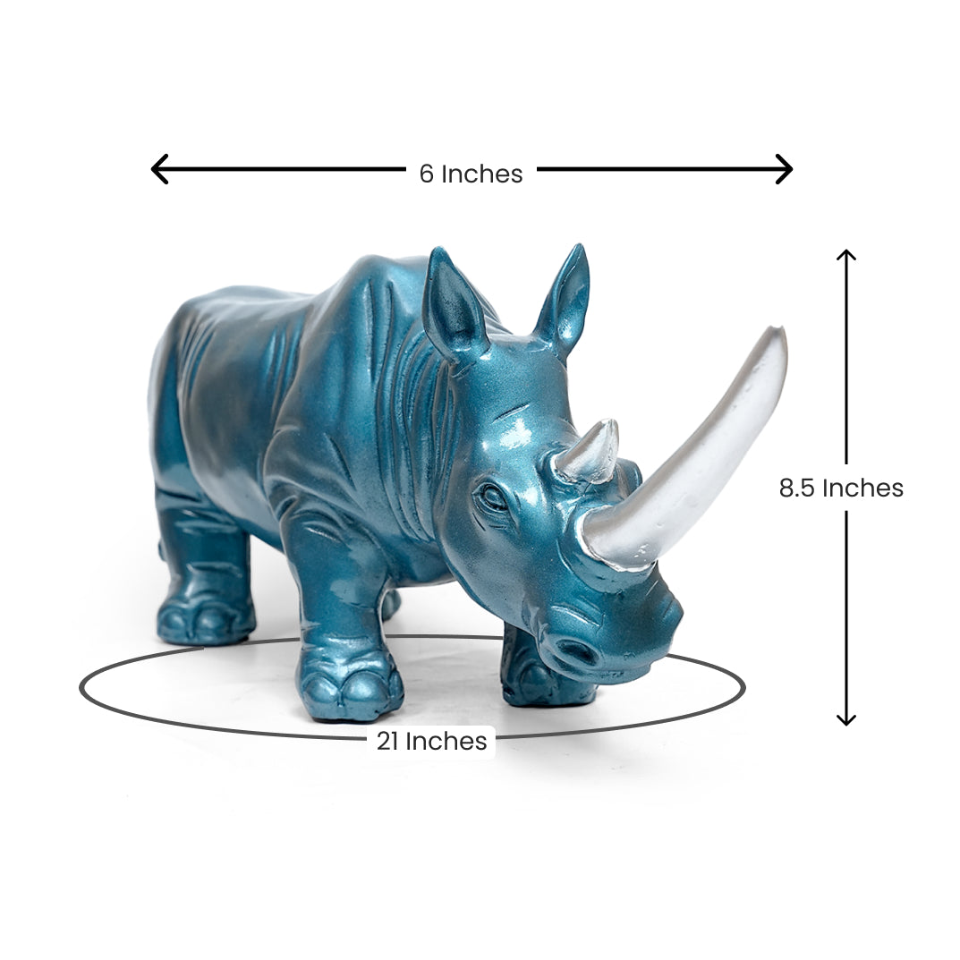 Blue Rhino Sculpture – Modern Abstract Home Decor Piece