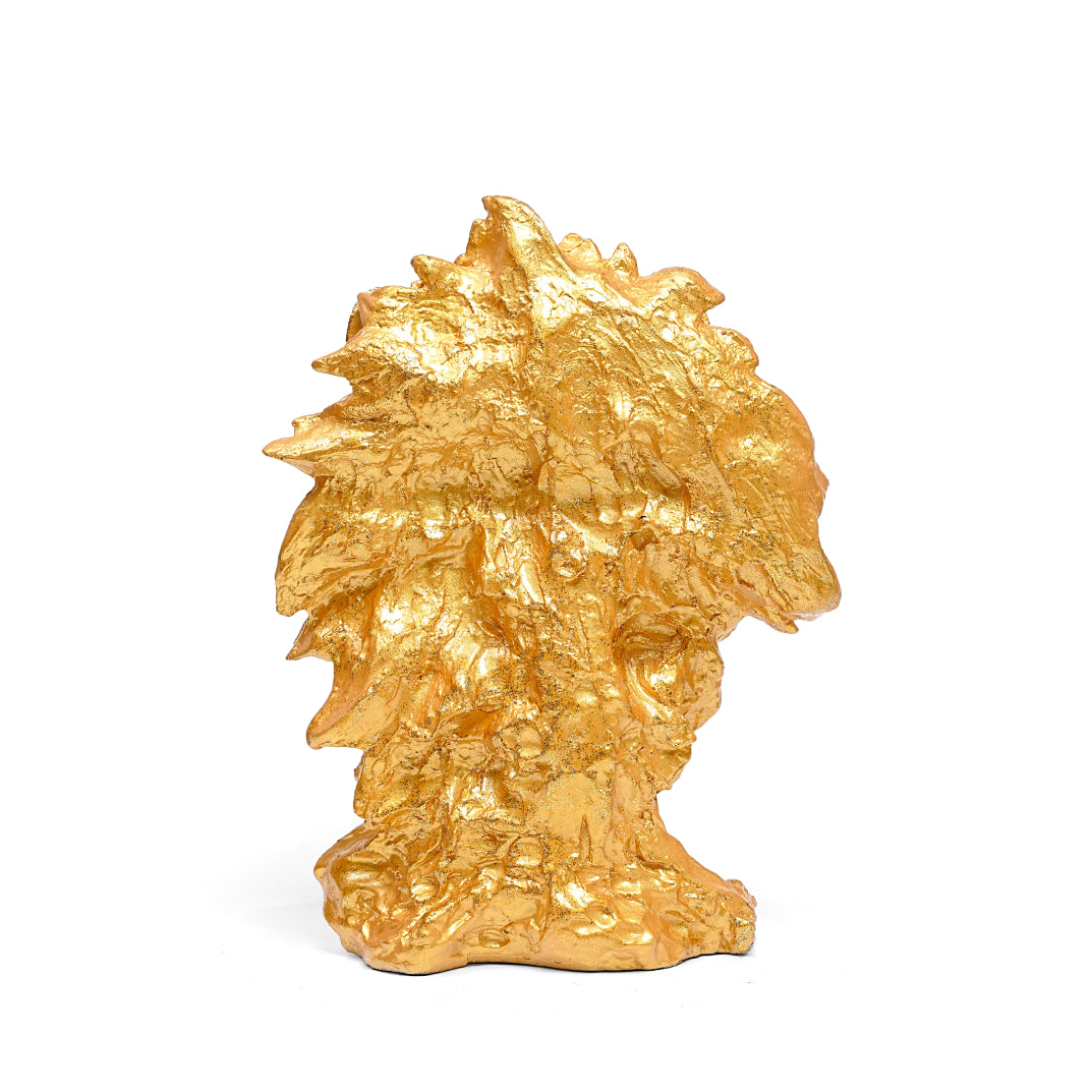Majestic Golden Lion Head Statue-Elegant Home Decor Piece