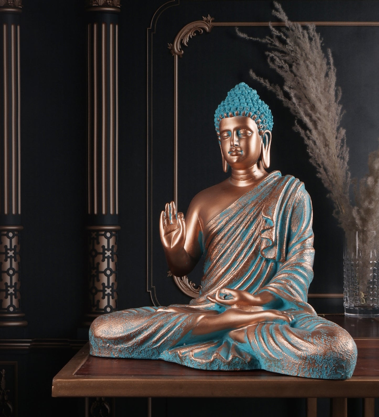 The white ink décor premium feng shui Meditating Buddha