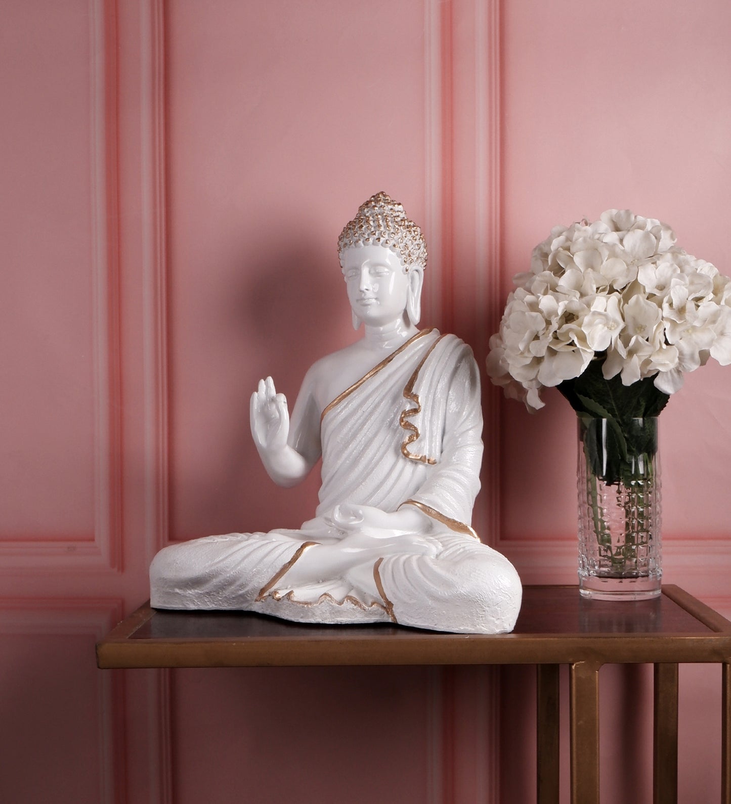 The white ink décor premium feng shui Meditating Buddha