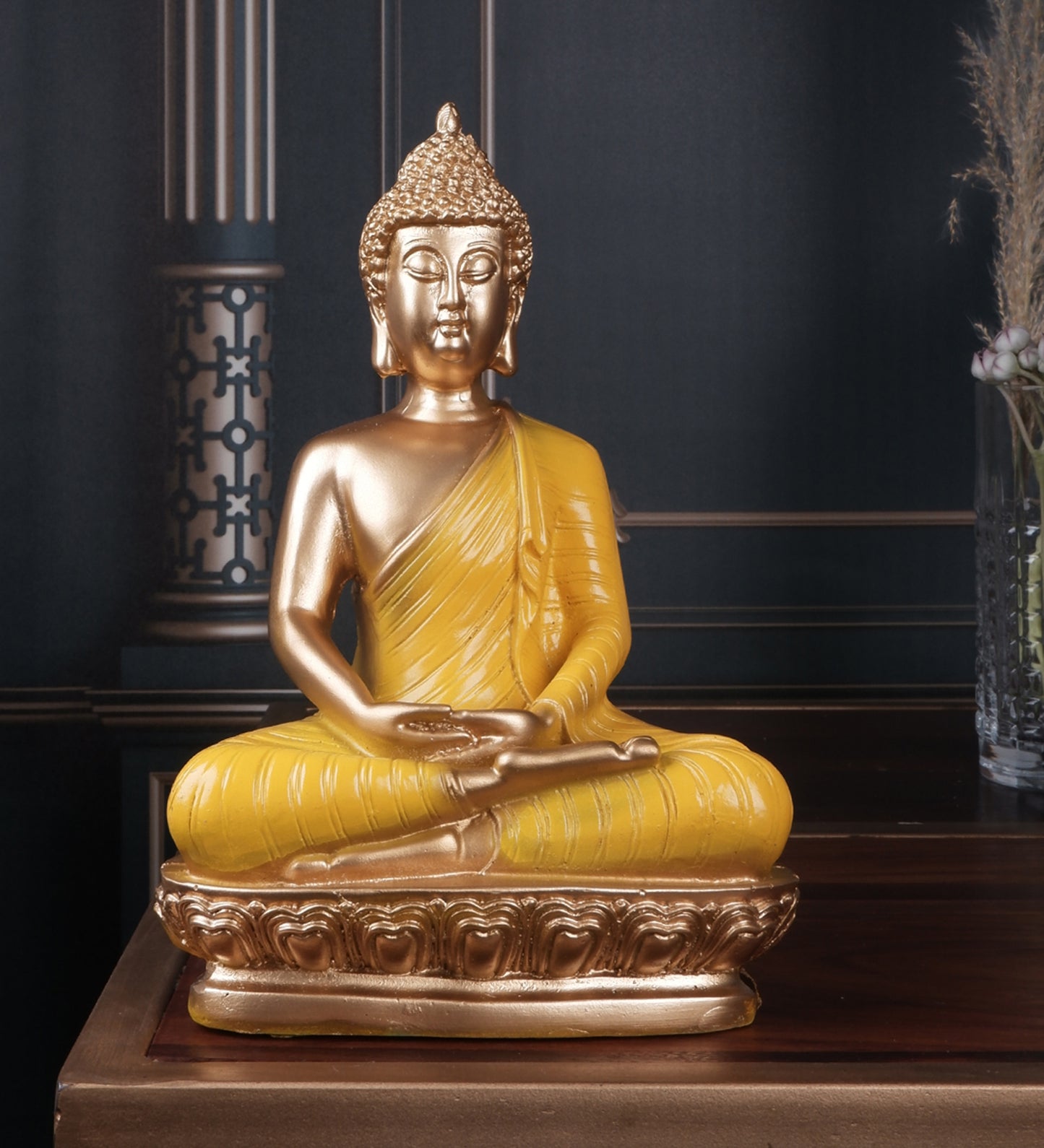 The white ink décor premium Buddha yellow
