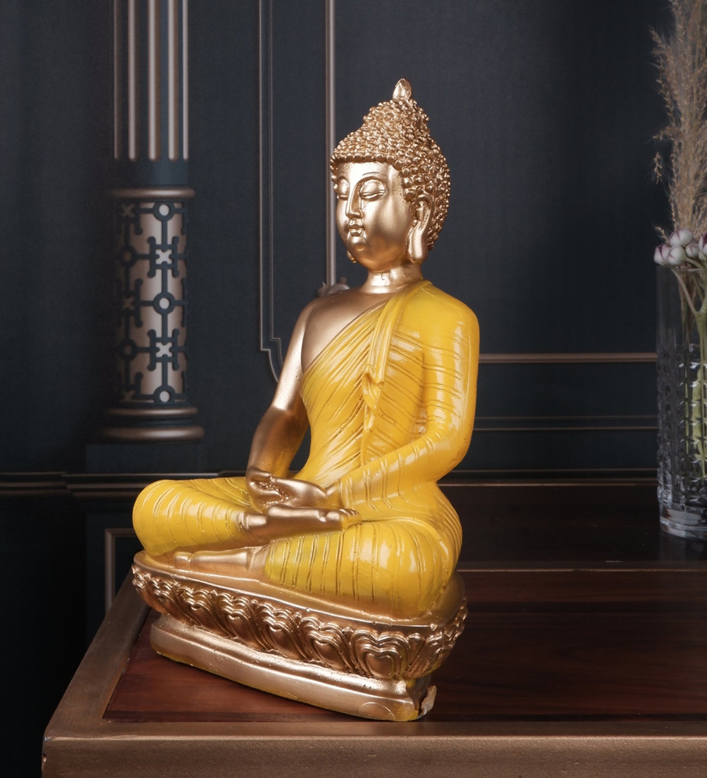 The white ink décor premium Buddha yellow