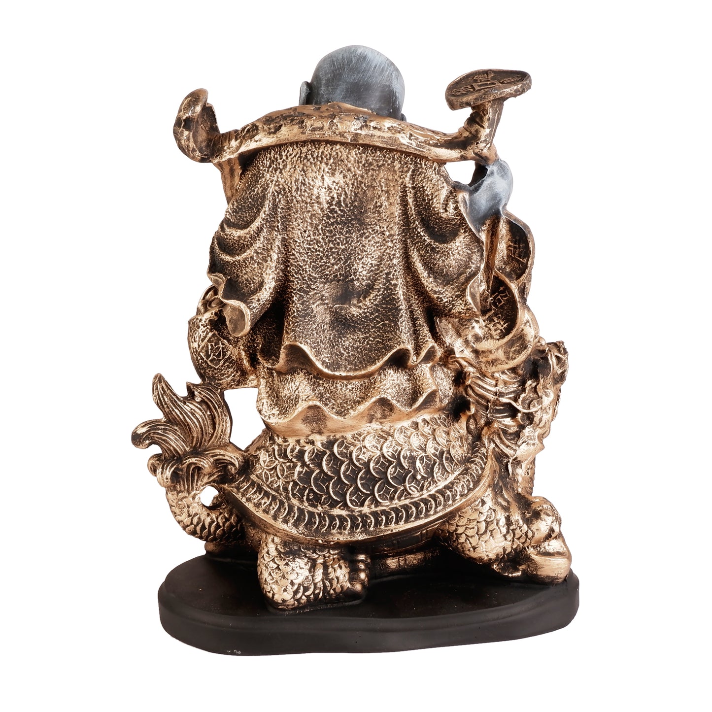 THE WHITE INK DECOR Feng Shui Laughing Buddha Sitting on Dragon Blessing Good Luck Decorative Showpiece