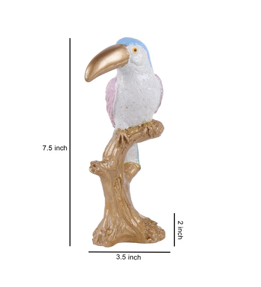 THE WHITE INK DECOR Claude Premium Bird Figurine in Lively Pastel showpeice