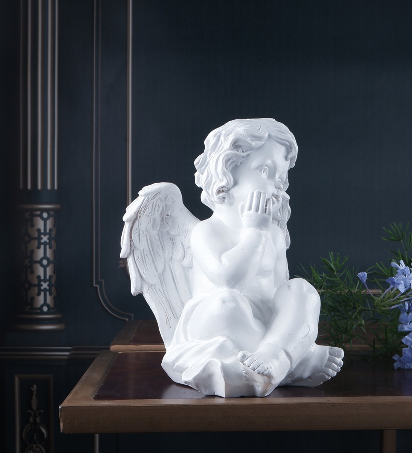 The white ink décor premium Cupid Figurine