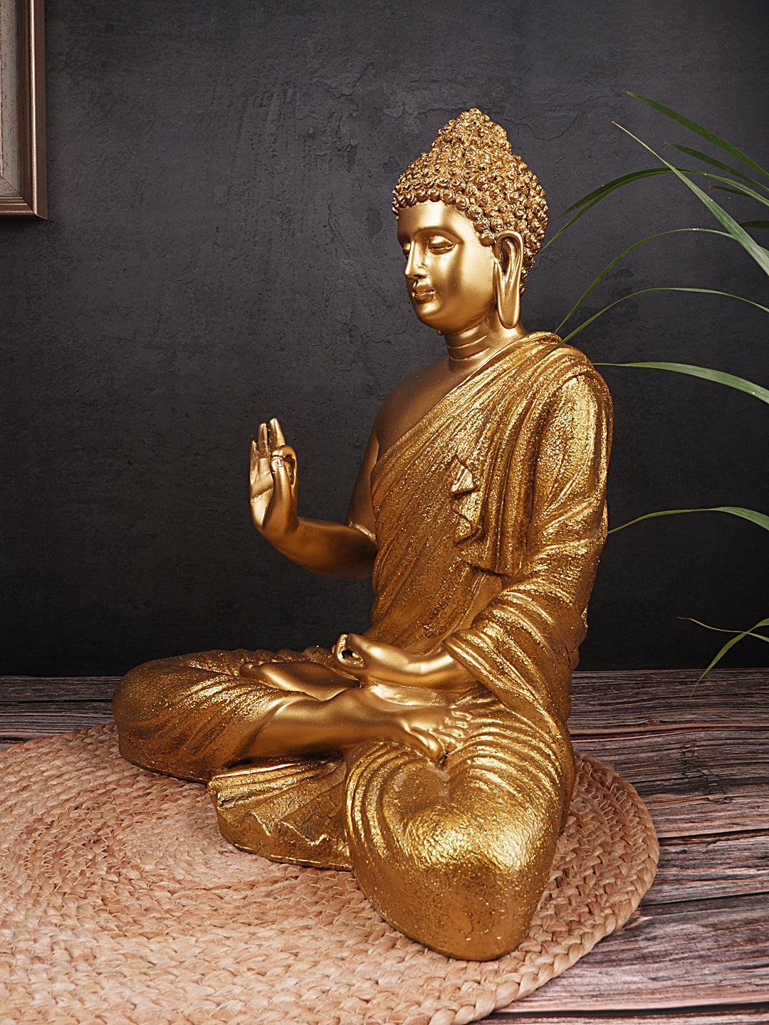 The white ink décor premium feng shui Meditating Buddha