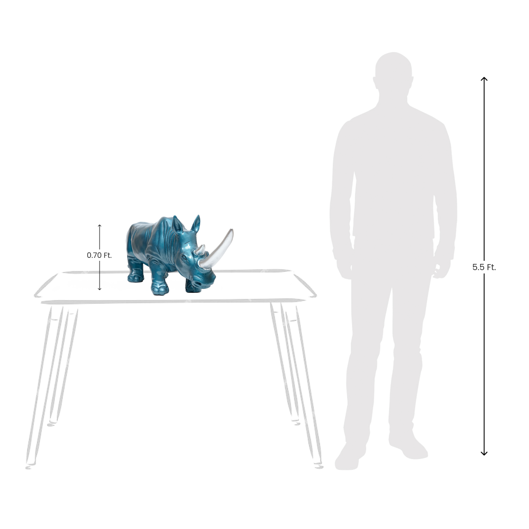 Blue Rhino Sculpture – Modern Abstract Home Decor Piece