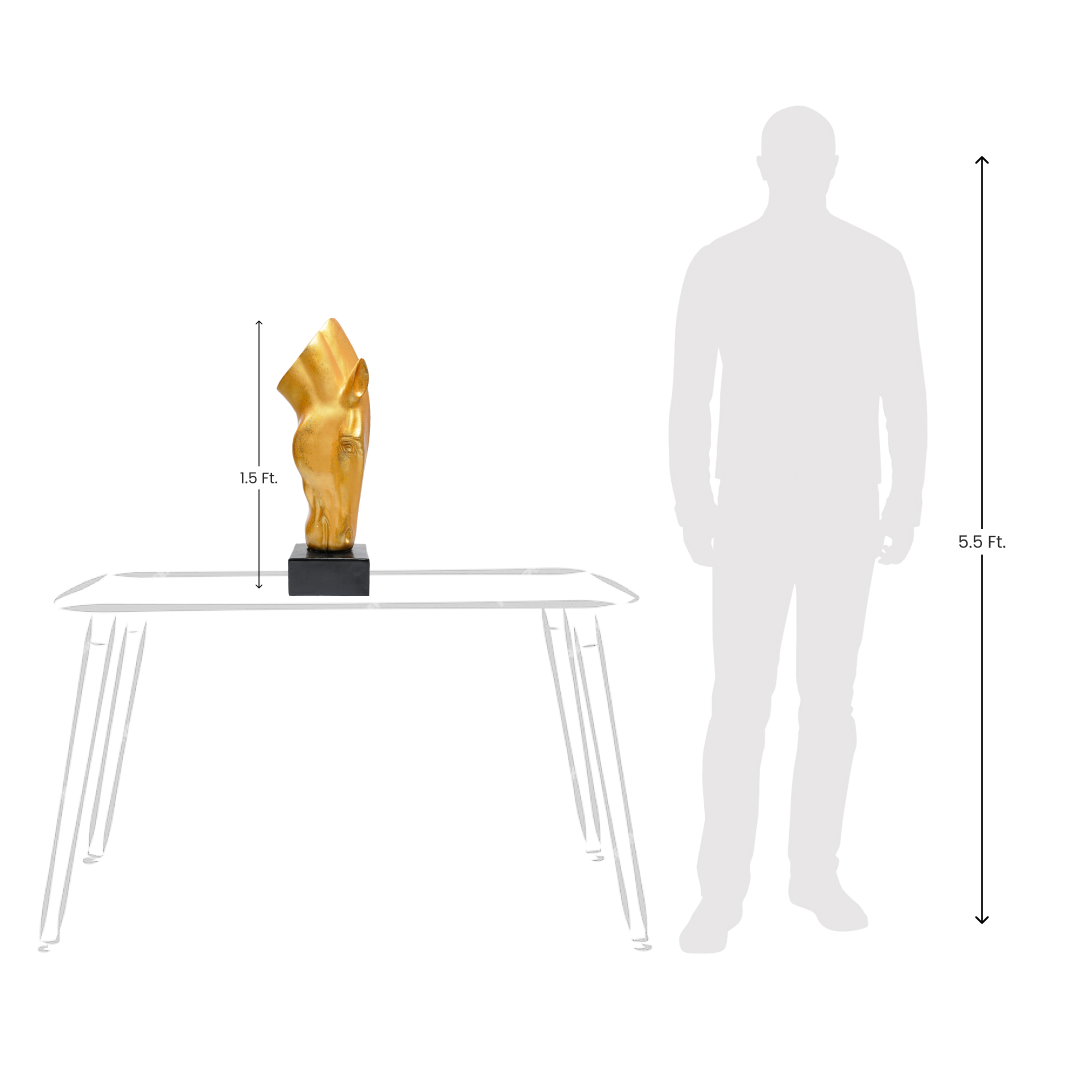 Gold Horse Head Figurine – Modern Decor Showpiece