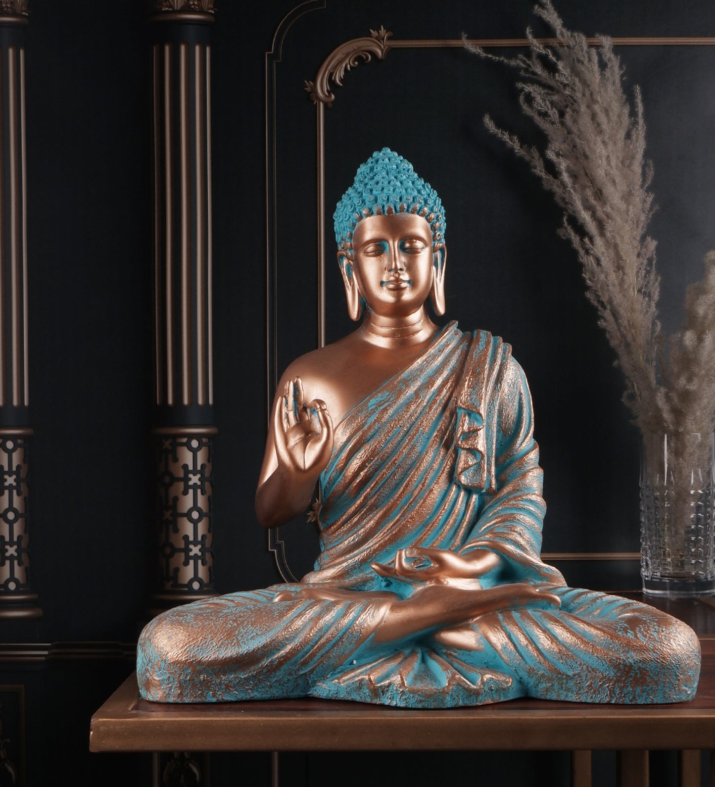The white ink décor premium feng shui Meditating Buddha