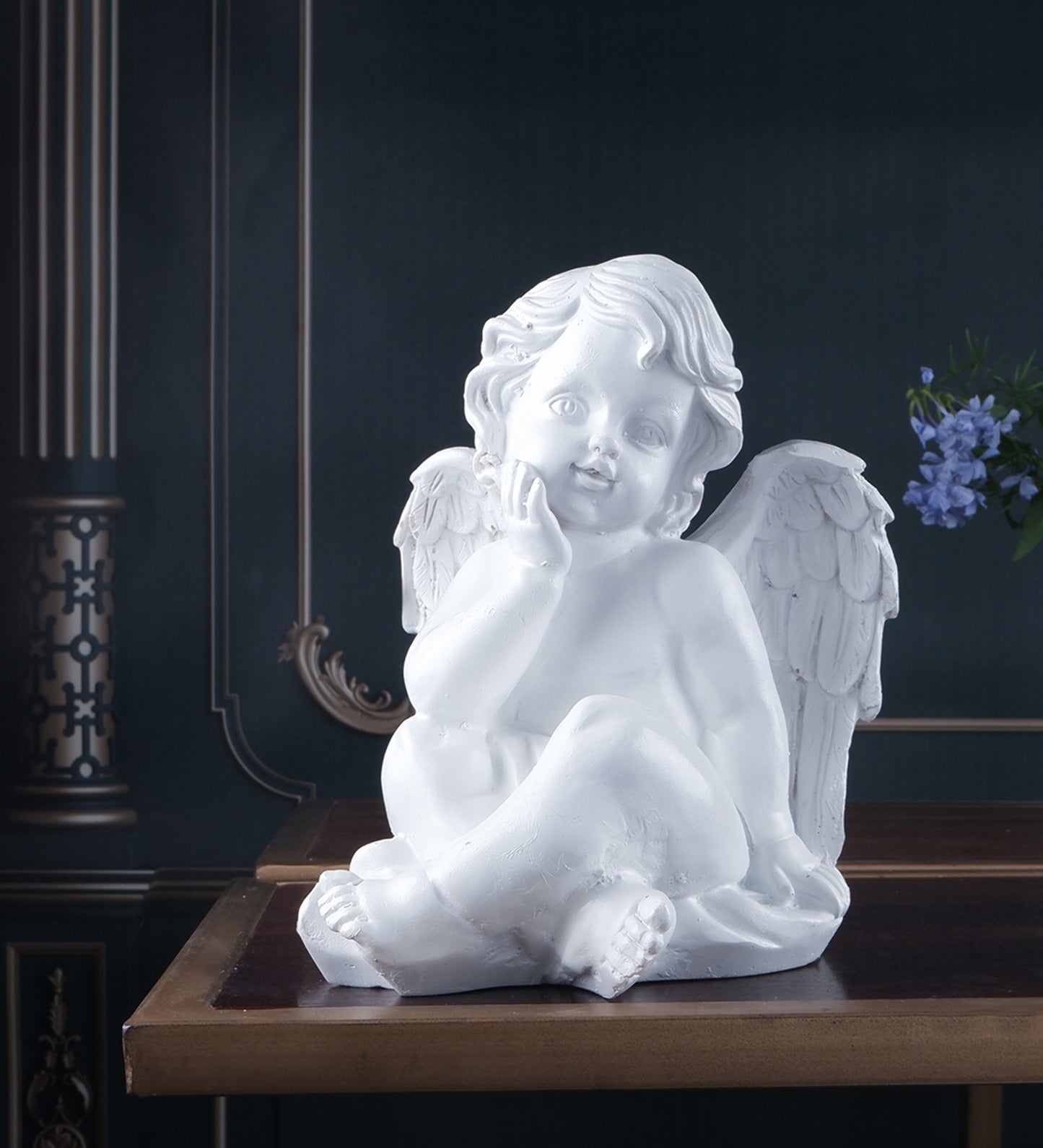 The white ink décor premium Cupid Figurine