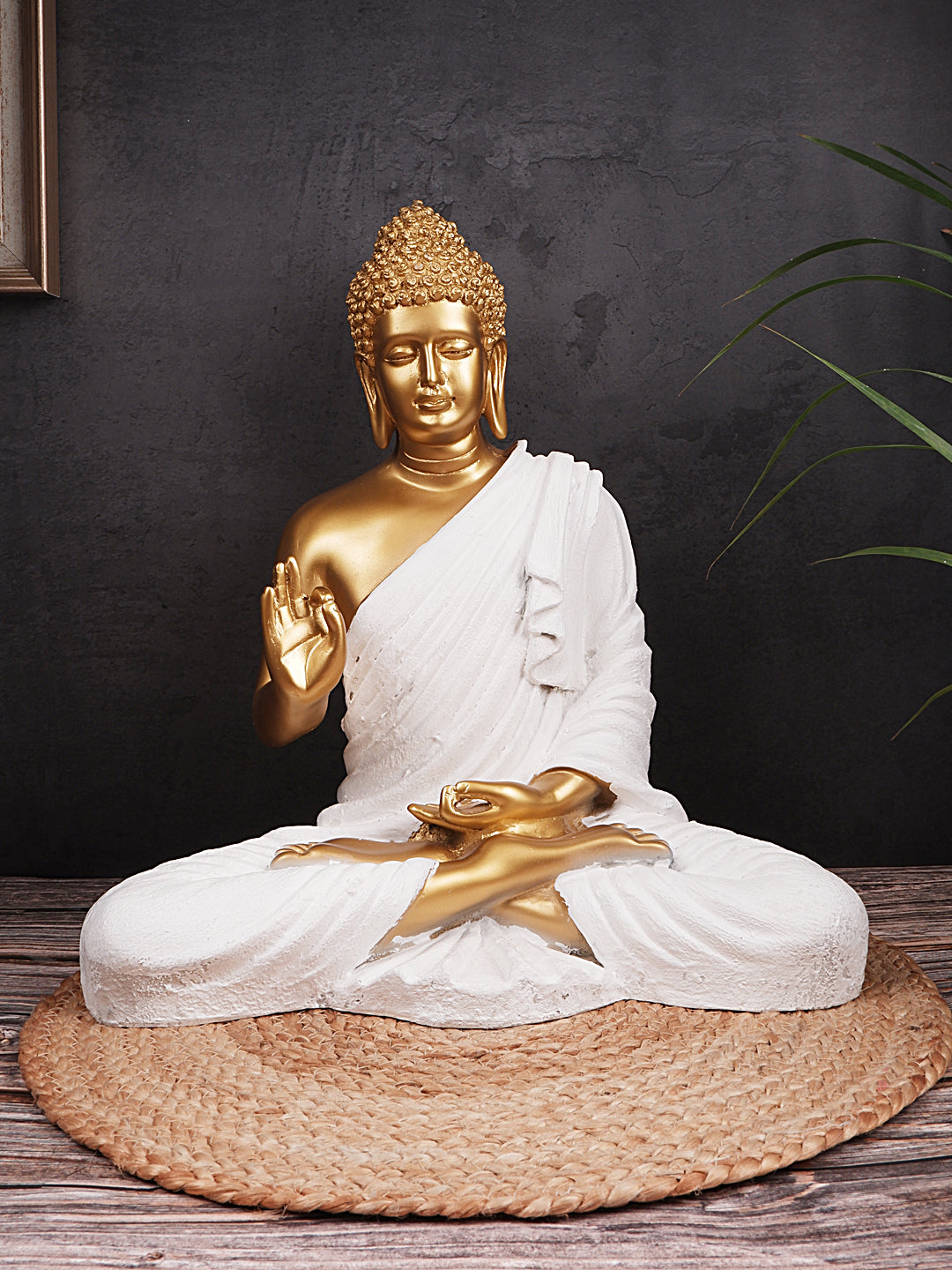 The white ink décor premium feng shui Meditating Buddha