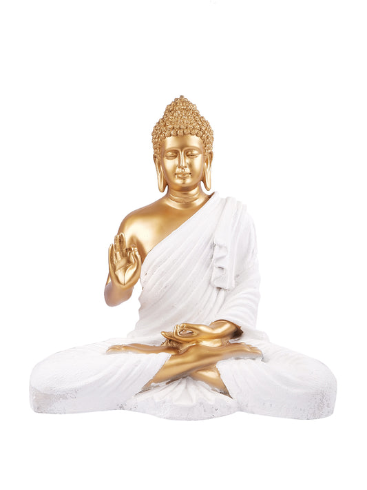 The white ink décor premium feng shui Meditating Buddha