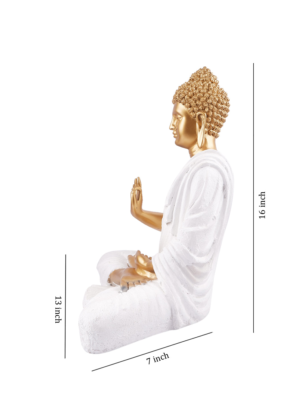 The white ink décor premium feng shui Meditating Buddha