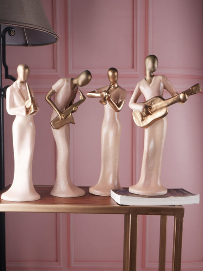 The white ink décor musician set of four premium gold