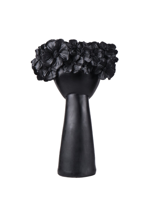 The white ink décor premium décor vase Black set of two