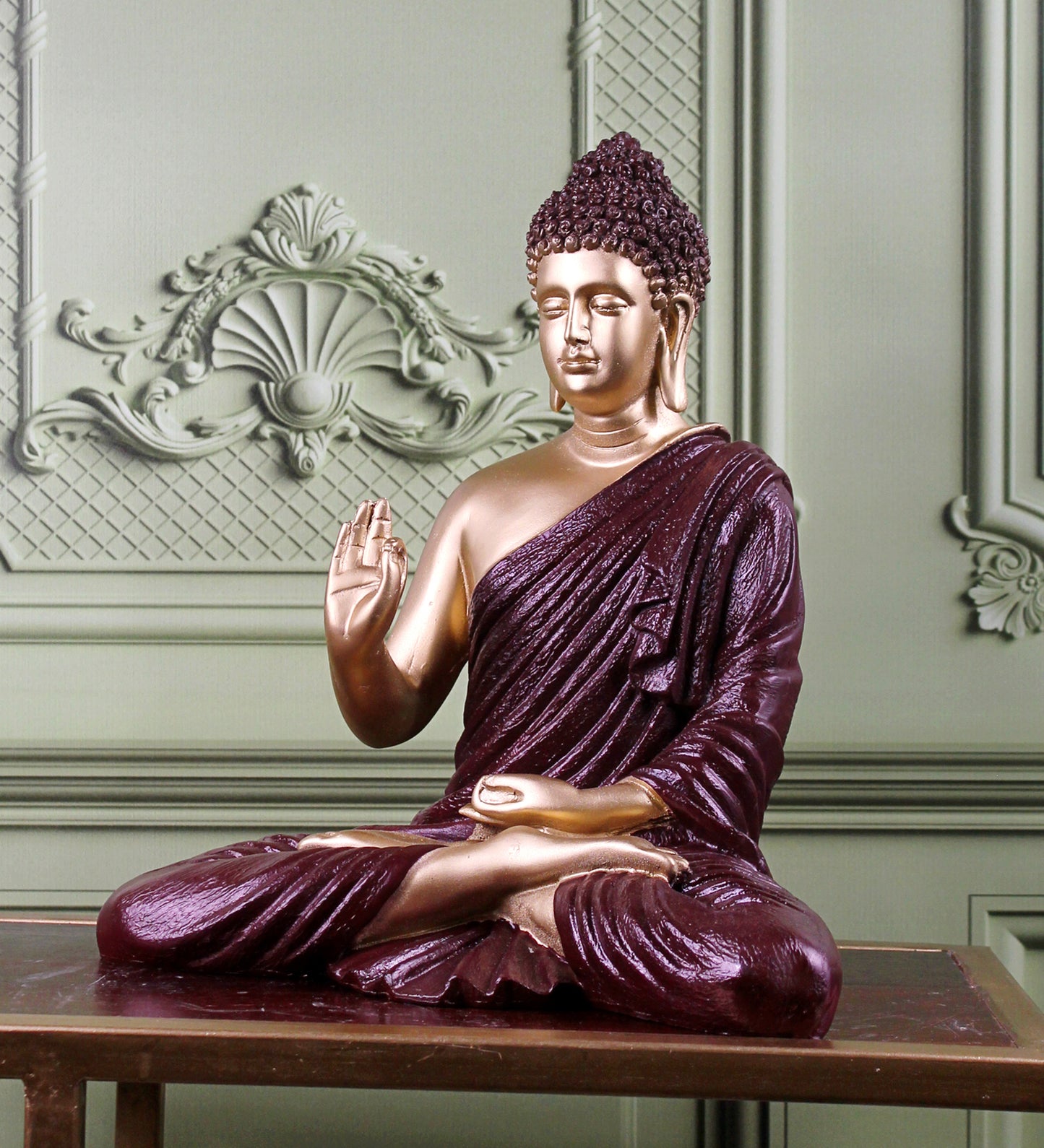 The white ink décor premium feng shui Meditating Buddha